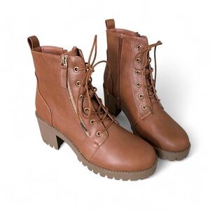 Brown Lace-Up Ankle Boots